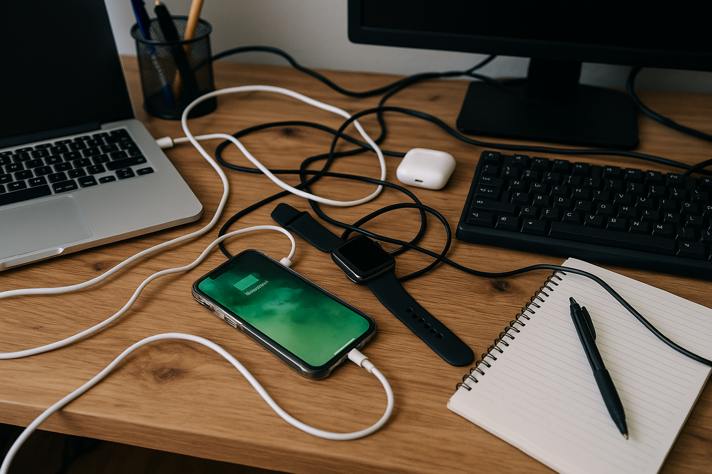 תחנת טעינה 3 ב-1 עם תאורת לילה מובנית